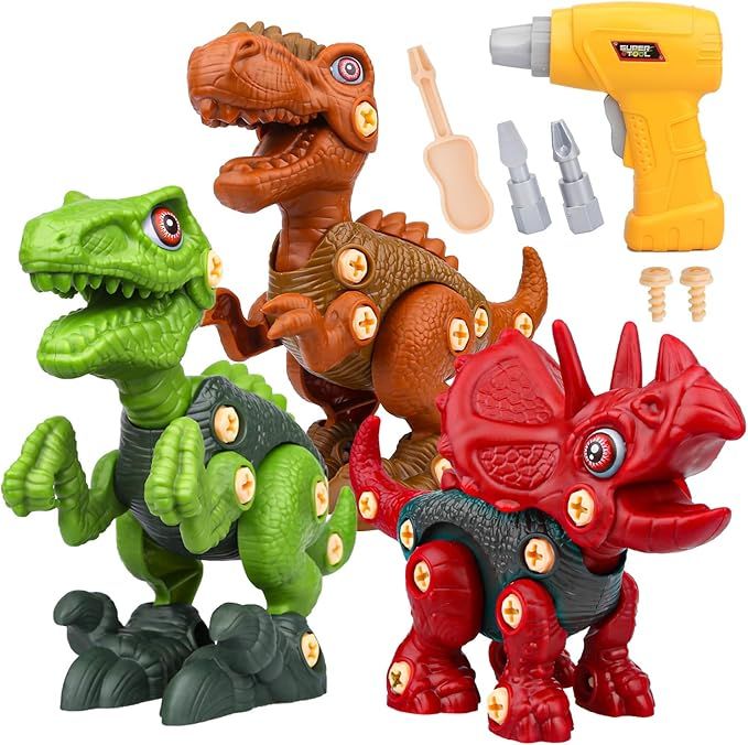 Sanlebi Toy for 4 5 6 7 Year Old Boys Take Apart Dinosaur Toys for Kids Building Toy Set with Ele... | Amazon (US)