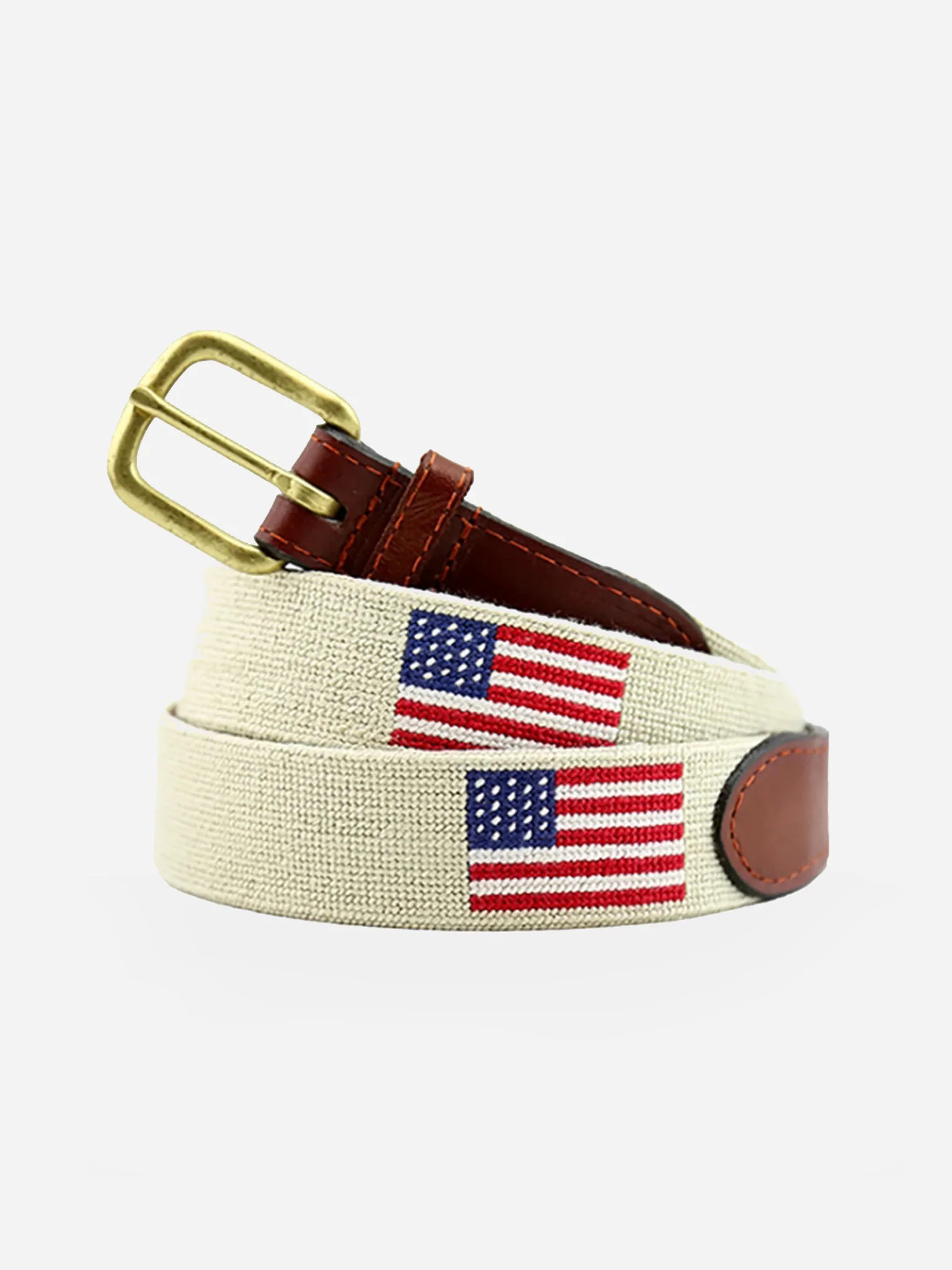 Smathers + Branson Men's American Flag Needlepoint Belt | Saint Bernard