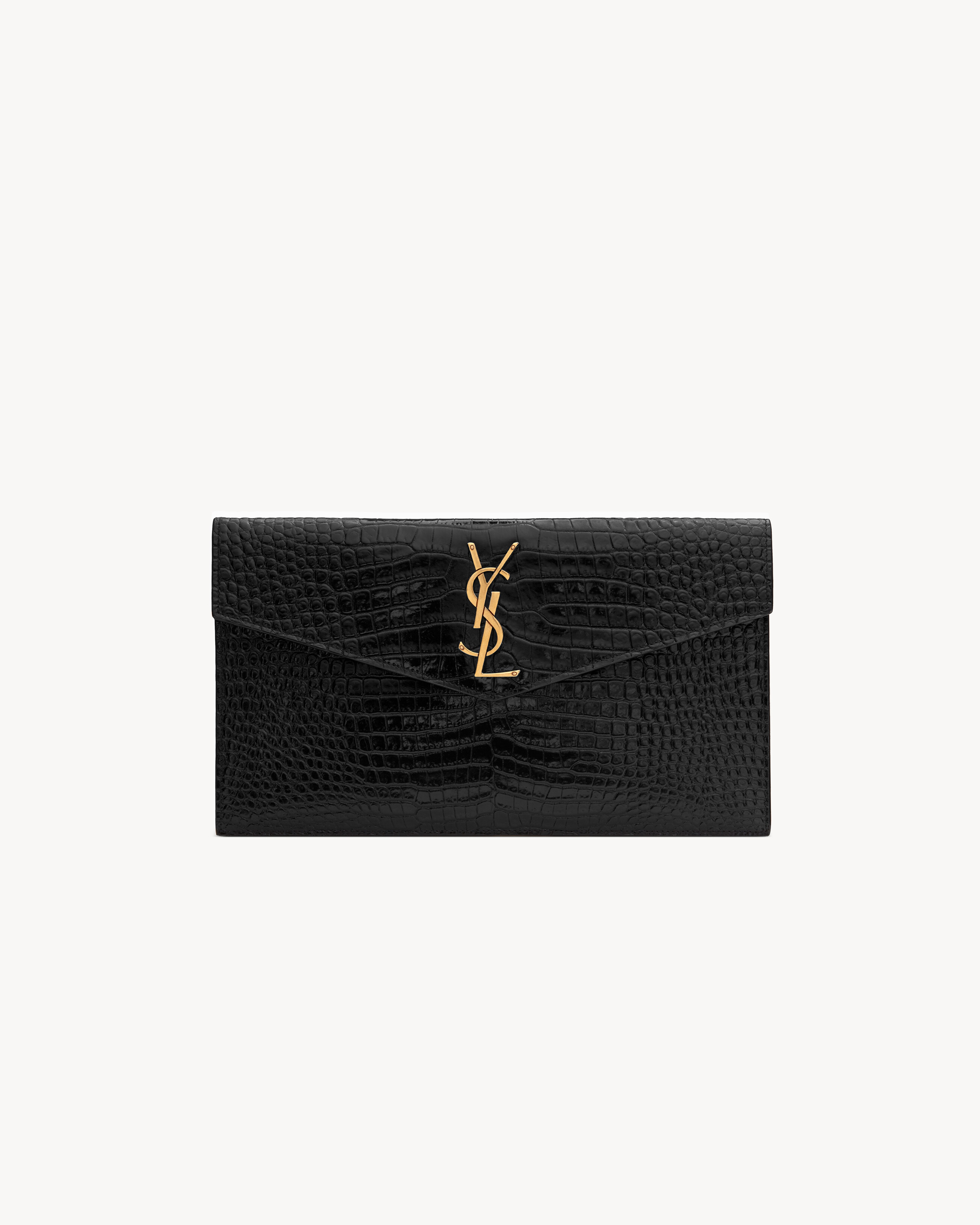 UPTOWN POUCH IN CROCODILE-EMBOSSED SHINY LEATHER | Saint Laurent Inc. (Global)