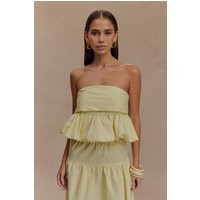 Amirah Strapless Bubble Crop Top - Lemon I MESHKI I Size XS | MESHKI US