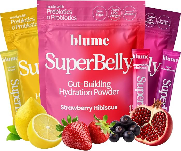 Blume SuperBelly Gut Health + Hydration, Daily Sugar Free Probiotics, Prebiotic Fiber, and Electr... | Amazon (US)