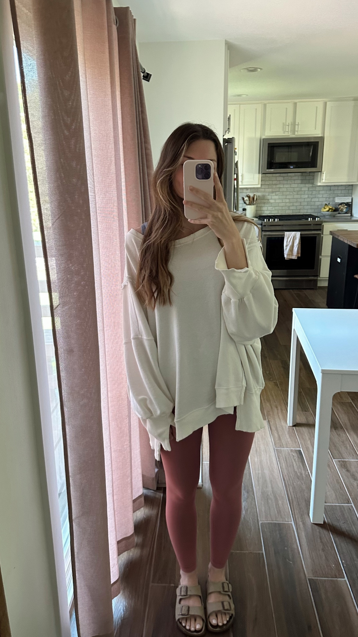 wearing a small in sweatshirt, one of my favorites, lightweight and cozy 
favorite leggings, tts - color is old 

