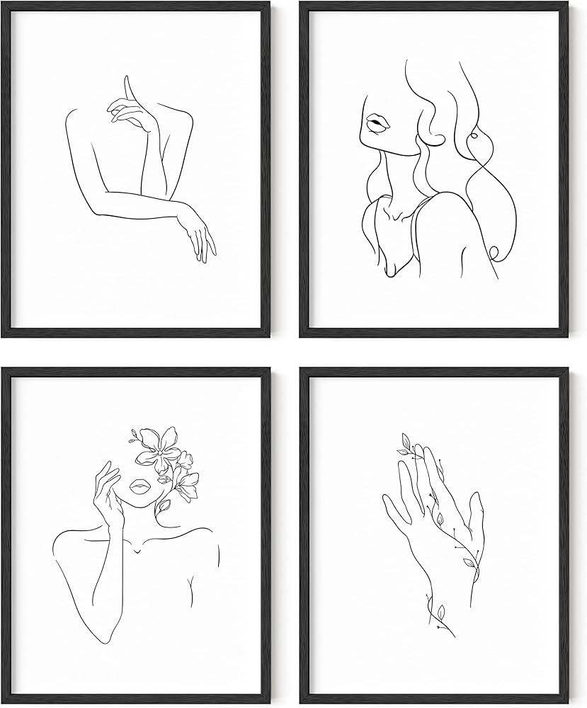 Minimalist Line Art Prints Set of 4 By Haus and Hues | Aesthetic Posters, Apartment Decor, Minima... | Amazon (US)