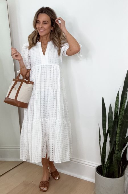 DISCOUNT CODE TAMMY15 Wearing XS
I’m 5’6”
White eyelet midi dress that is so gorgeous! Lined and very comfortable! Modest v-neck and cute ties at the sleeve. 

Finally grabbed the bag I’ve been wanting since I saw it! Just restocked! It’s the perfect summer bag, available in black/canvas as well. 

#LTKtravel #LTKstyletip #LTKover40