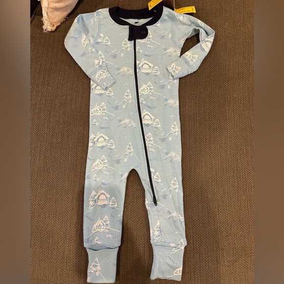 Monica and Andy one piece baby pajamas in “winter cabin” | Poshmark