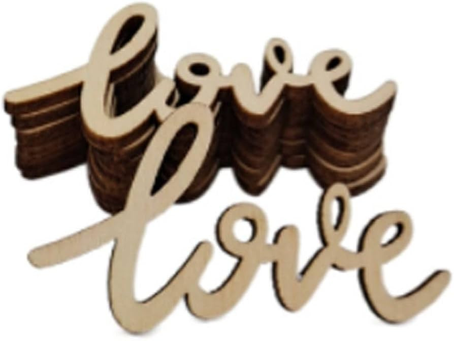 20 Pcs Wooden Love Letters Craft Sign, Wooden Love Ornament Carved Love Shape Wood Chips Scrapboo... | Amazon (US)