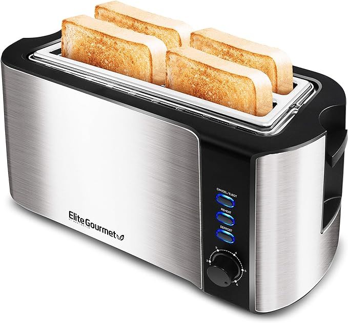Elite Gourmet ECT-3100 Maxi-Matic 4-Slice Long Toaster 6 Toasting Levels & Extra Wide Slots for B... | Amazon (US)