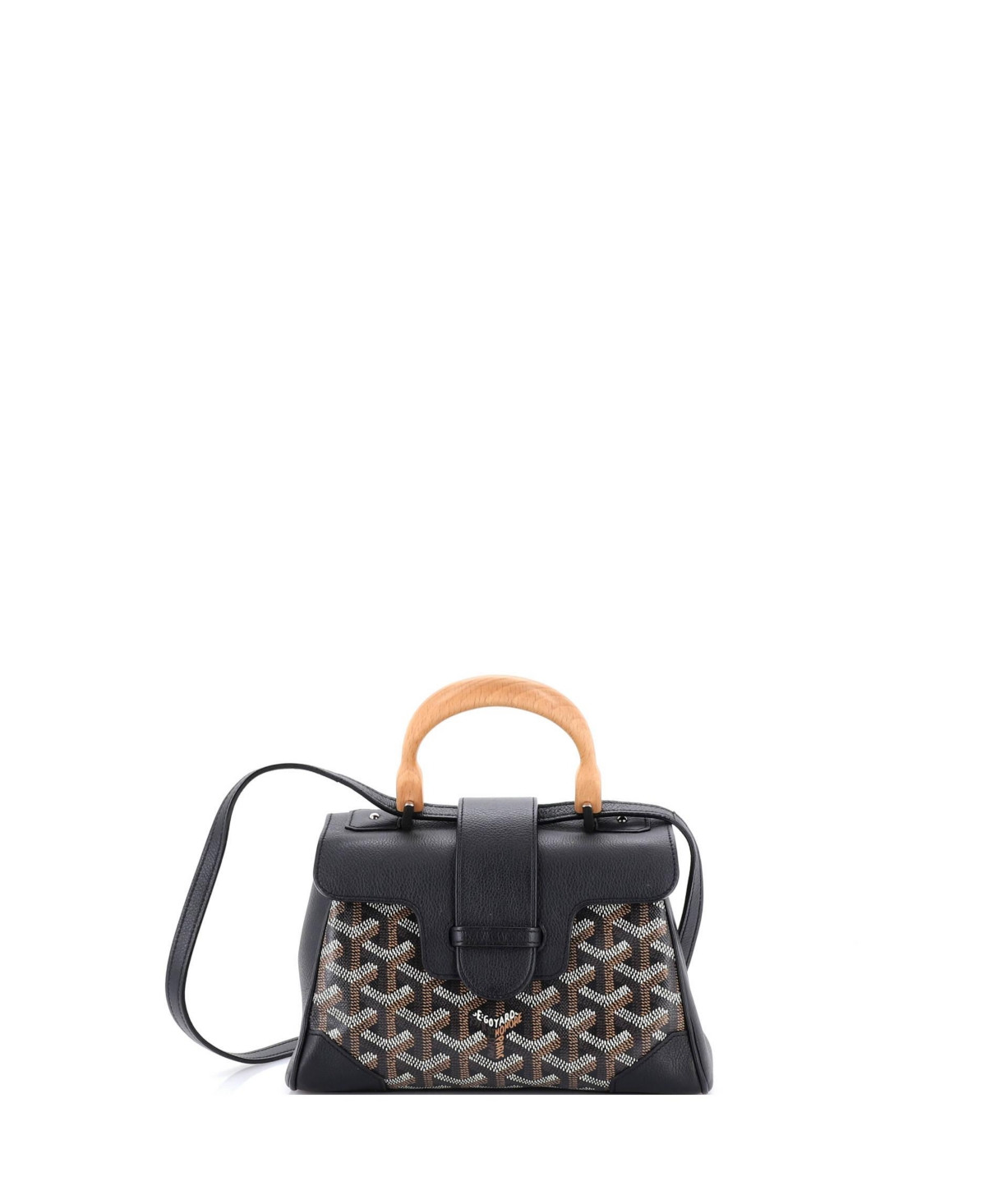 Pre-Owned Goyard Mini Saigon Top Handle Bag Coated Canvas with Leather - Black | Macy's