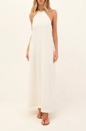 Aiden Linen & Cotton Halter Maxi Dress | Nordstrom