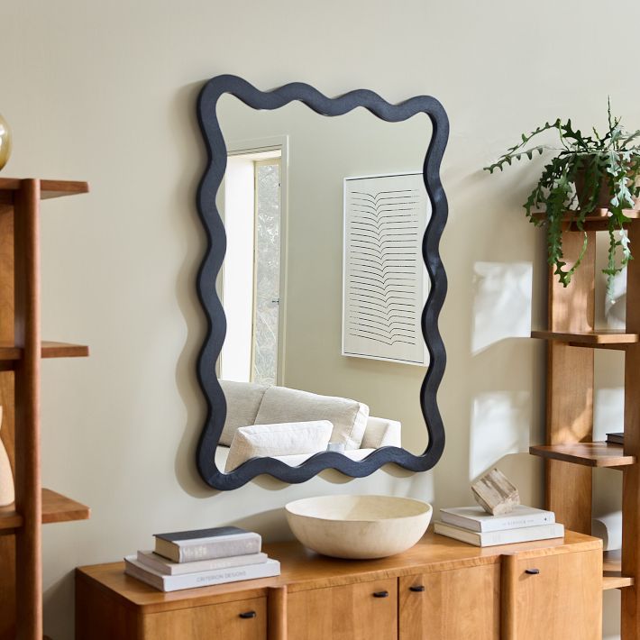 Wavy Wood Wall Mirror - 35"W x 47.25"H | West Elm (US)