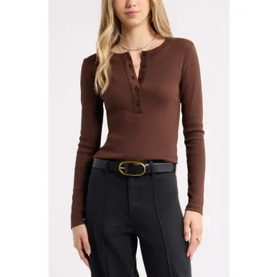 Treasure & Bond Heavy Rib Long Sleeve Henley in Black at Nordstrom, Size Xx-Small | Nordstrom