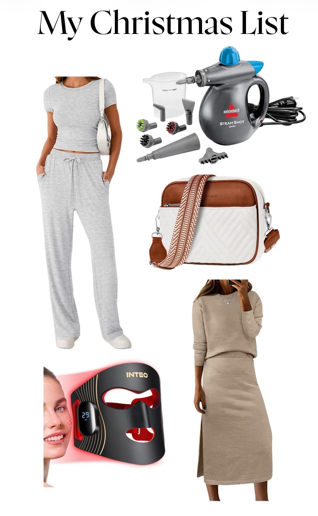 My Christmas List this year. Red light therapy mask, steamer, crossbody bag, and a few new outfits. Let’s go shopping.

#LTKCyberWeek #LTKGiftGuide #LTKHoliday