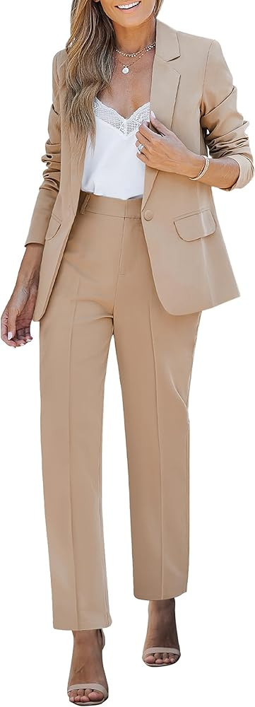 luvamia Women's Two Piece Sets Pants Suits Dressy Business Casual Outfits Professional Blazer Pan... | Amazon (US)