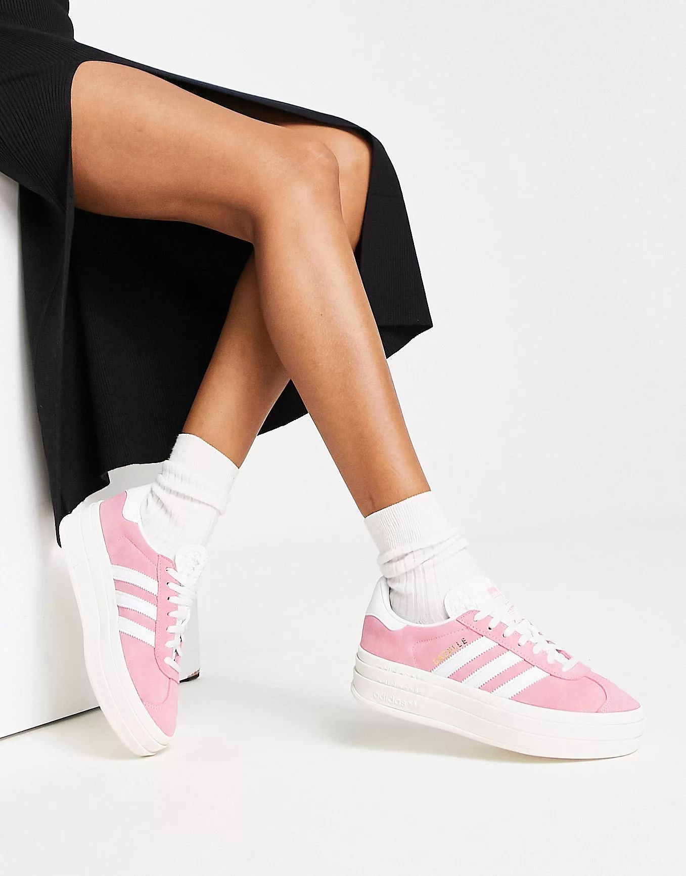 adidas Originals Gazelle Bold platform trainers in pink and white | ASOS | ASOS (Global)