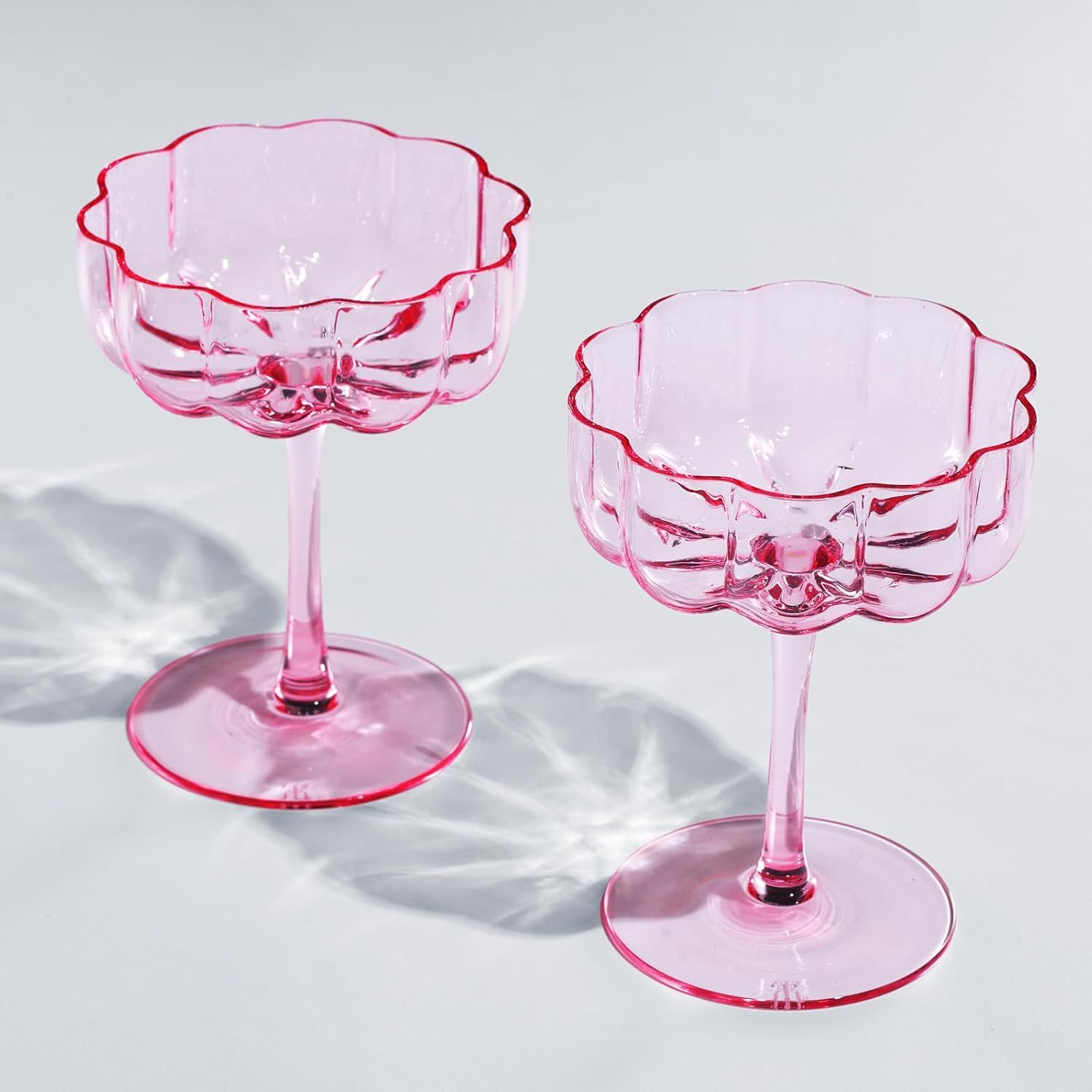 Flower Vintage Wavy Petals Wave Glass Coupes 7oz Colorful Cocktail, - Set of 2 - Rippled & Champa... | Amazon (US)