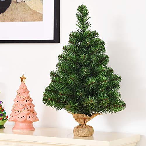 COSTWAY 2 Ft Tabletop Mini Christmas Tree, Small Artificial Xmas Tree w/67 PVC Tips, Small Holiday Season Tree for Nightstand Home Office | Amazon (US)