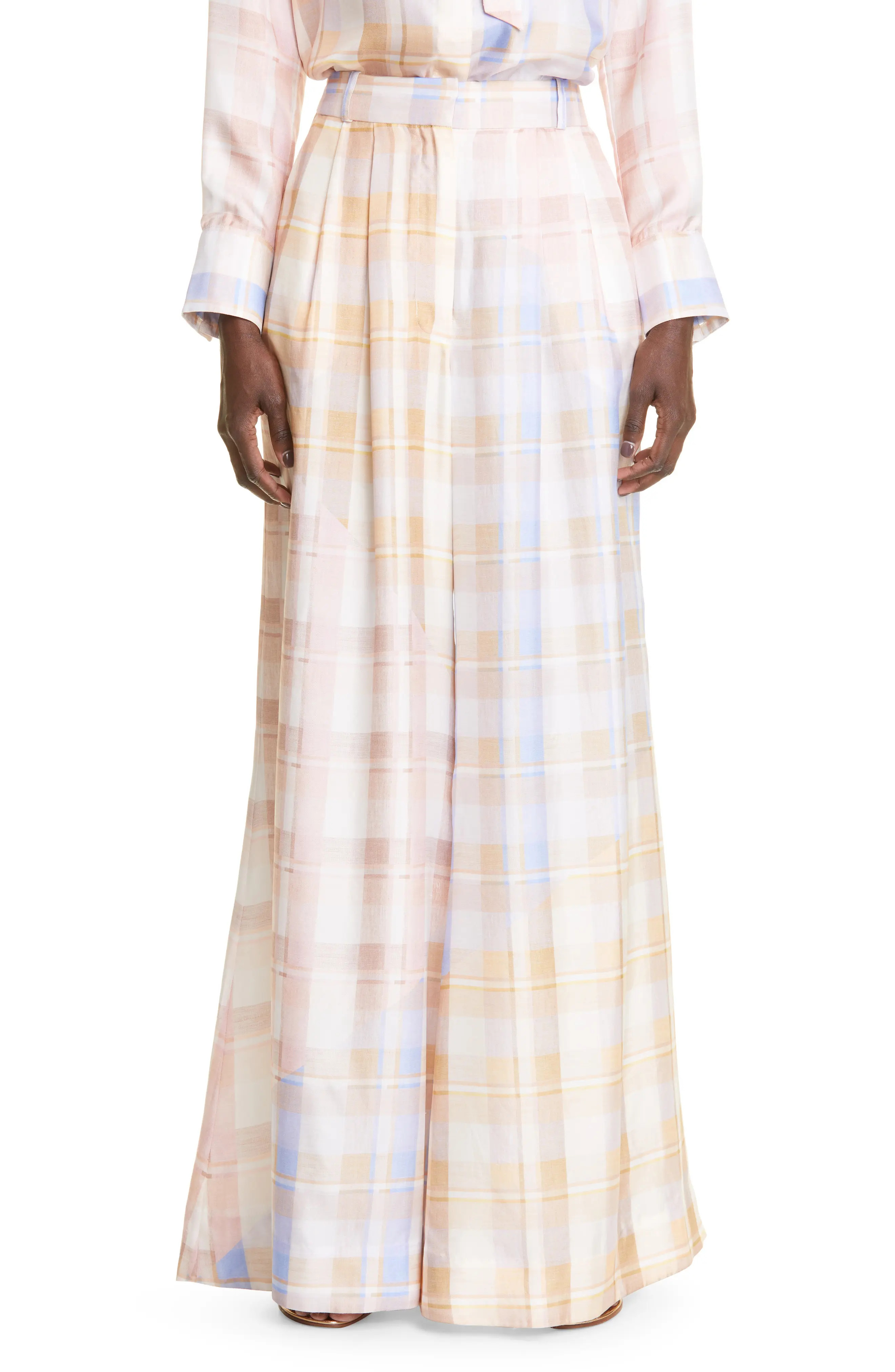 Zimmermann Zimmerman Dancer Ombre Check Wide Leg Silk Pants in Multi Check at Nordstrom, Size 0 | Nordstrom