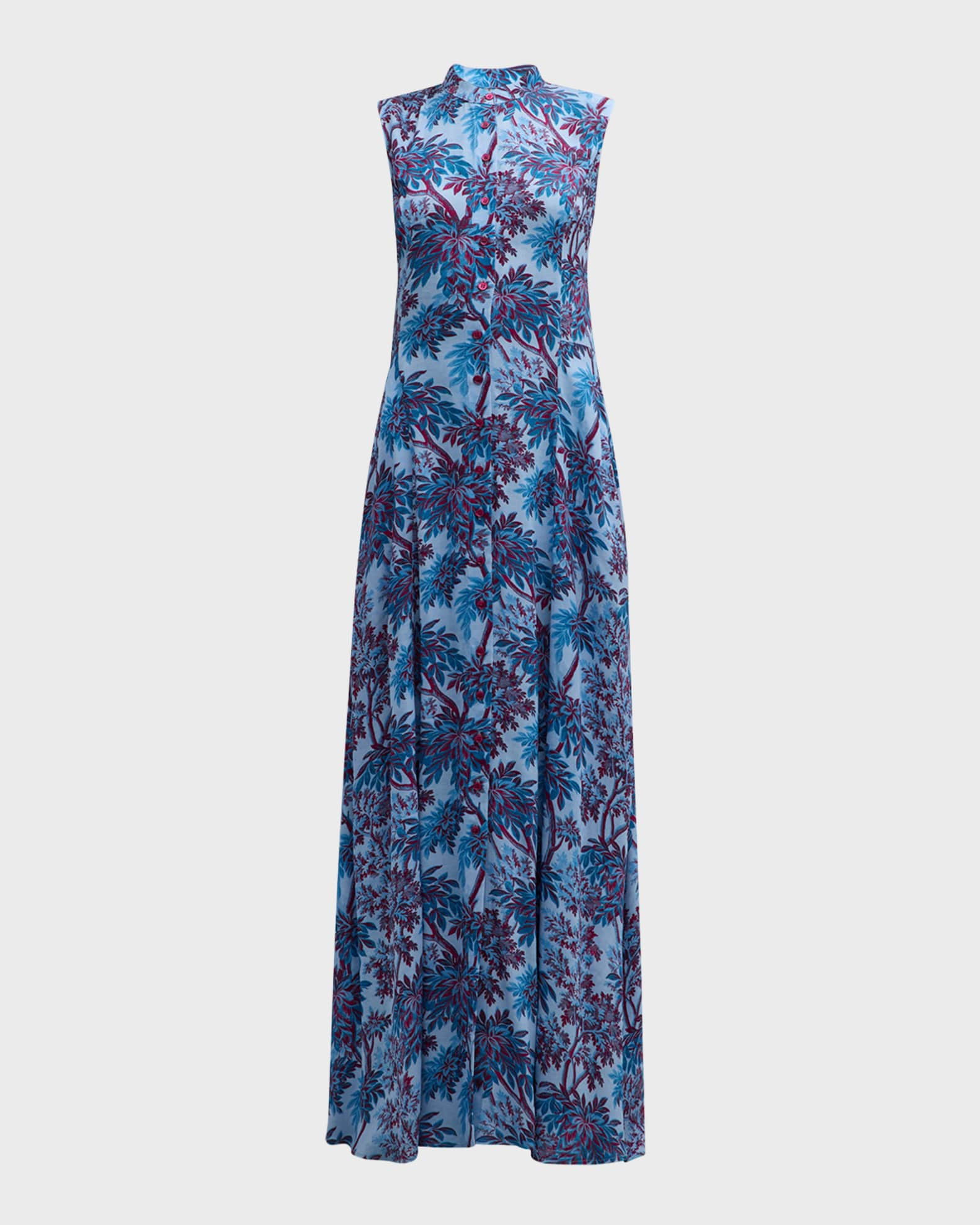 Carine Sleeveless Botanical-Print Maxi Dress | Neiman Marcus