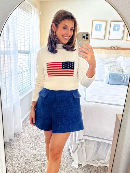 Tuckernuck outfit for the 4th! Wearing a small in sweater and XS in romper! Code LOUISE15 for 15% off! #tuckernucking #tuckernuckpartner @tuckernuck
