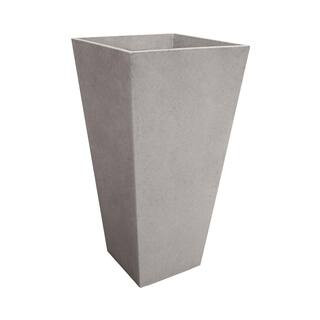Sonata 14 in. W x 27.5 in. H Concrete Grey Color Rubber Self-Watering Planter | The Home Depot