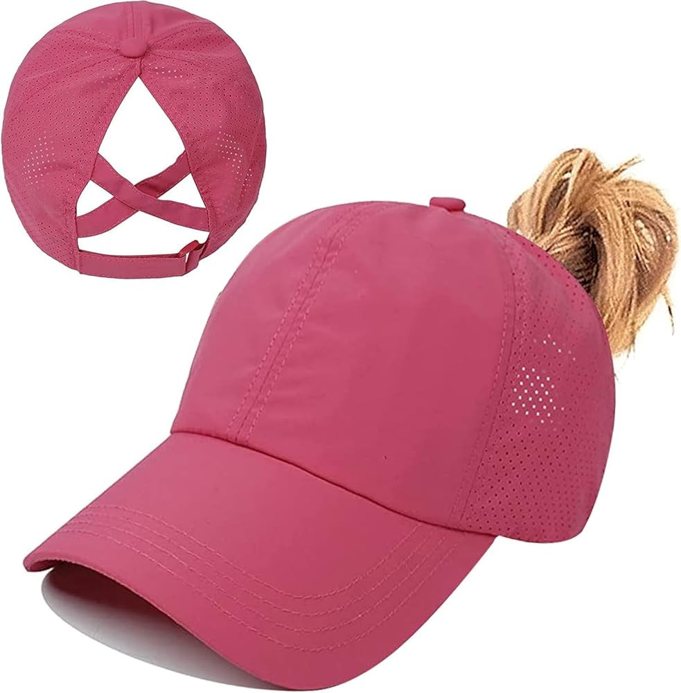 Criss Cross Hat Washed Distressed Baseball Cap Ponytail Hat High Messy Bun Ponycap for Women | Amazon (US)