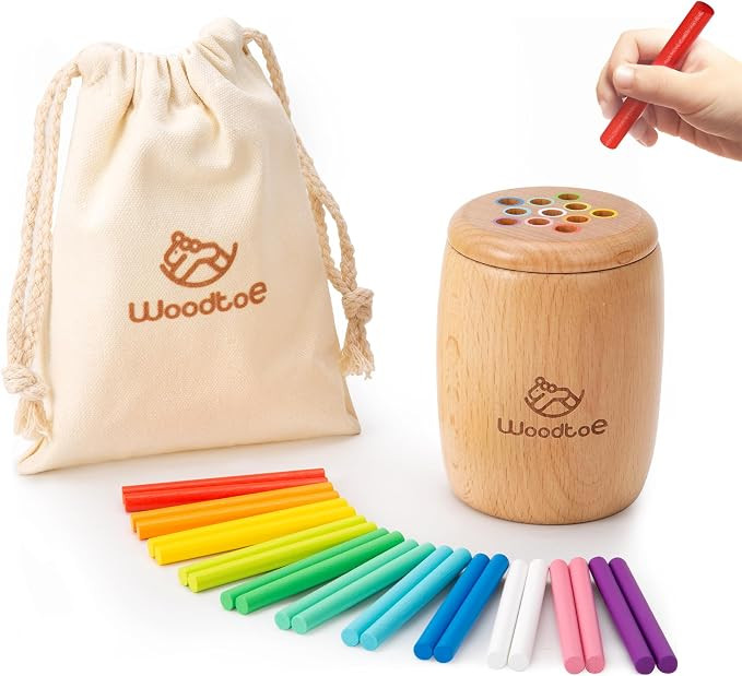Wooden Montessori Sticks Toys for Kids, 11 Colors Toddler Learning Toys for 1-3 Year Old, Natural... | Amazon (US)