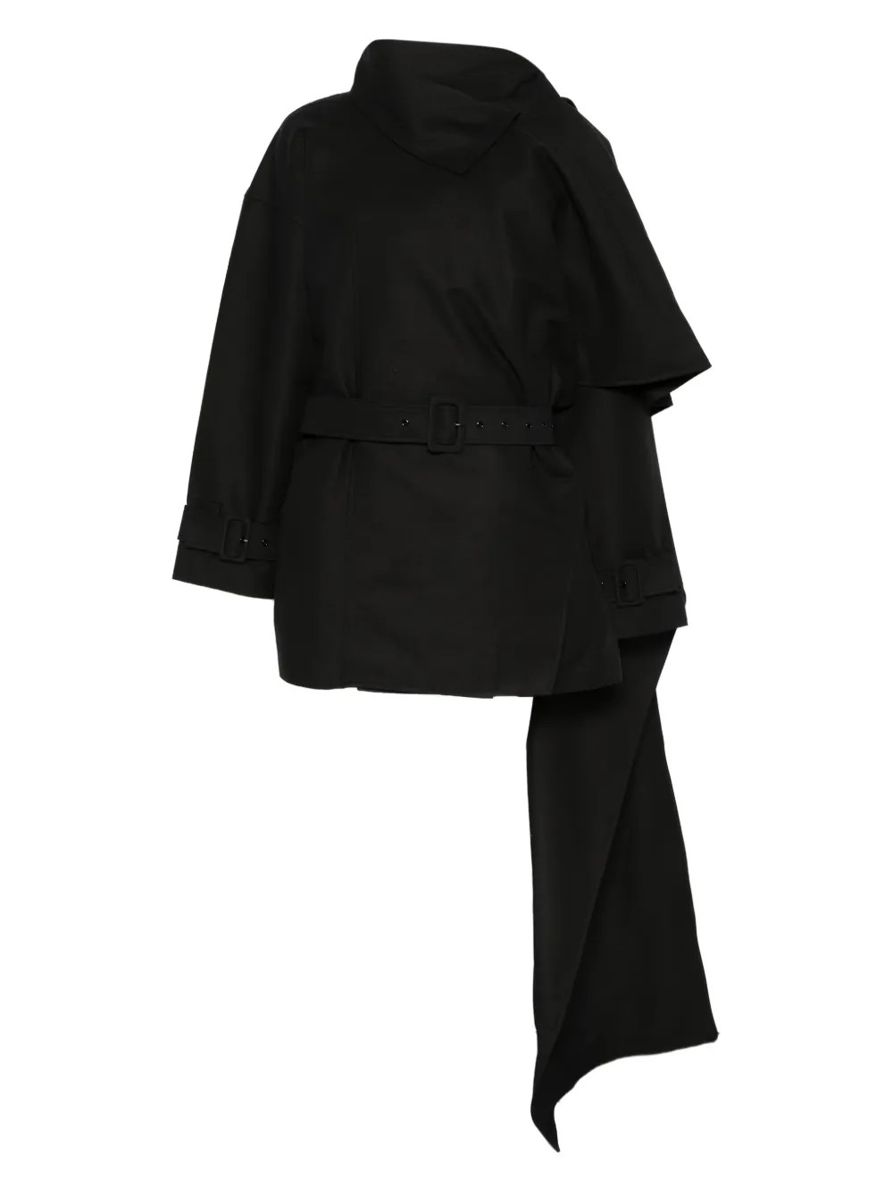 ENTIRE STUDIOS Belted Cape Coat | Black | FARFETCH UK | Farfetch Global