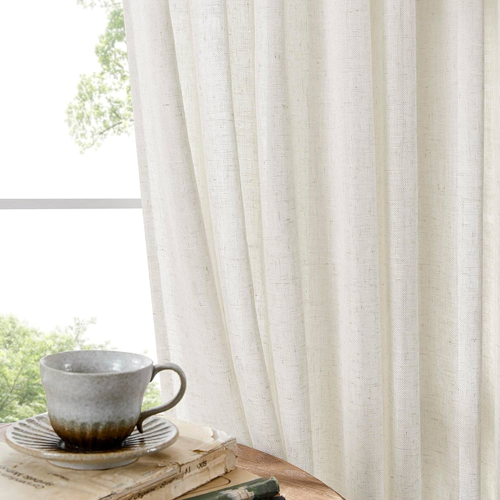 Joydeco Linen Curtains for Living Room,Semi-Sheer Curtains 84 Inches Long,Living Room Curtains 2 ... | Amazon (US)