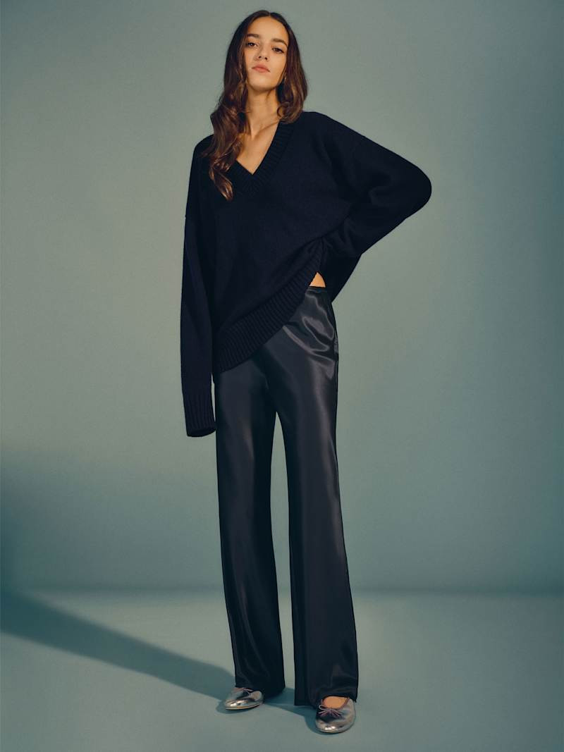 Gale Satin Mid Rise Bias Pant | Reformation (Global)