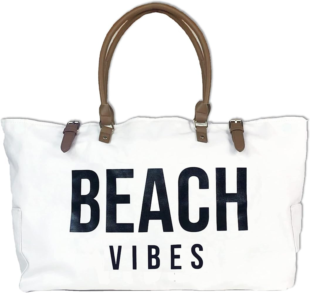 KEHO Fashion Beach Bag, Large, Waterproof Lining, Shoulder Straps, Multiple Pockets For Storage | Amazon (US)