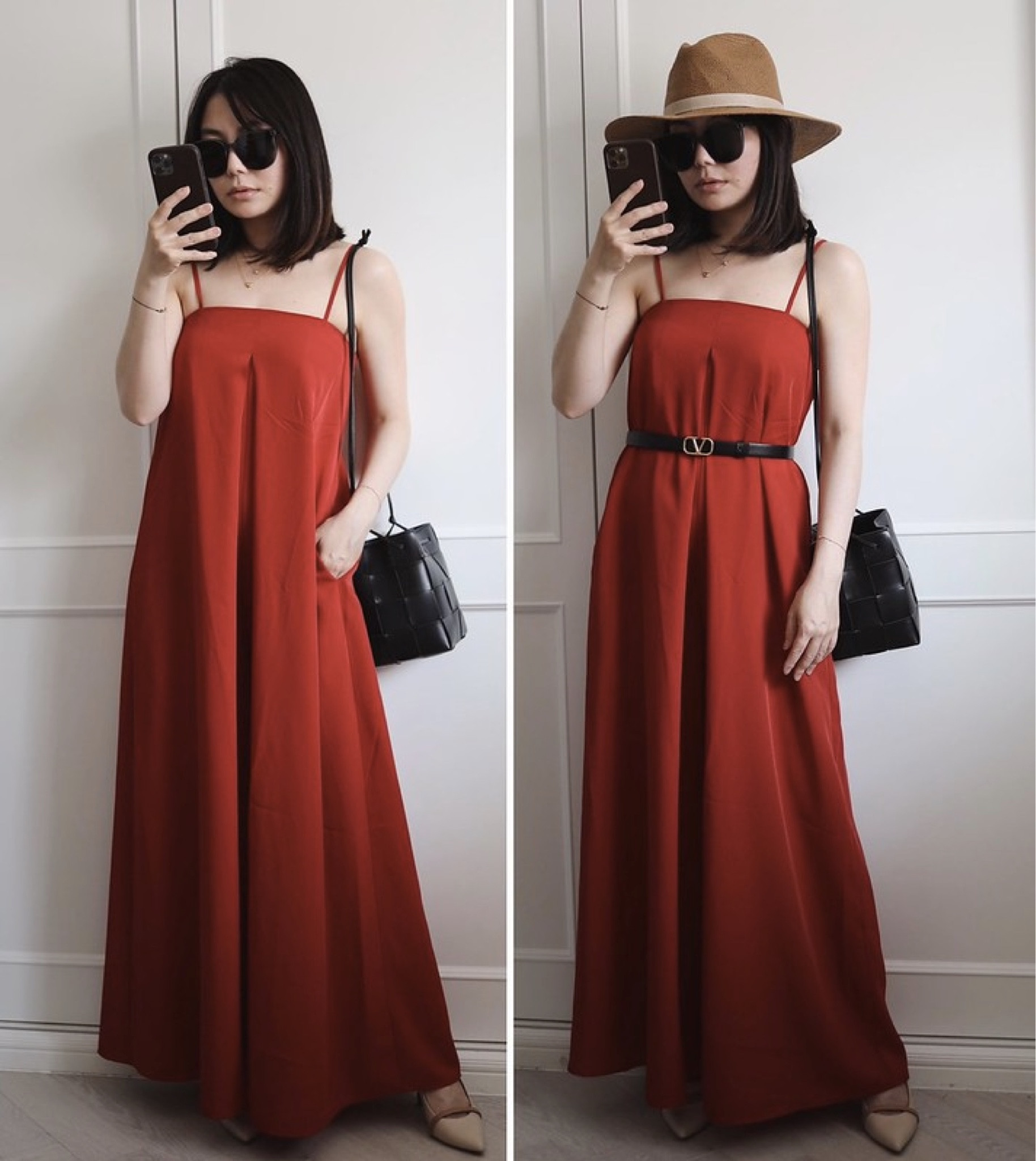 ♥  Zoey Wide Leg Jumpsuit，這件連身褲我大愛!! 大膽選了紅色穿起來我自己覺得效果滿好的，如果選卡其色就會是氣質小姊姊了，剛收到有點皺我有自己蒸氣熨斗燙一下，設計簡單大方又好看，這件從胸圍開始就是傘狀的，所以我穿XS很ok，加腰帶也不錯喔。(腰帶是 Valentino VLogo Plaque Reversible Buckled Belt ，我用75)
#LTKtaiwan #LTKchina

#LTKitbag #LTKstyletip #LTKfit