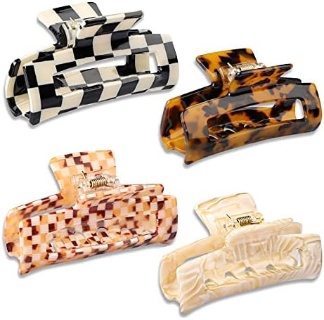 Magicsky 4PCS Hair Claw Clips, Acrylic Banana Barrettes Butterfly French Jaw Clip, Big Hair Clip Hai | Amazon (US)