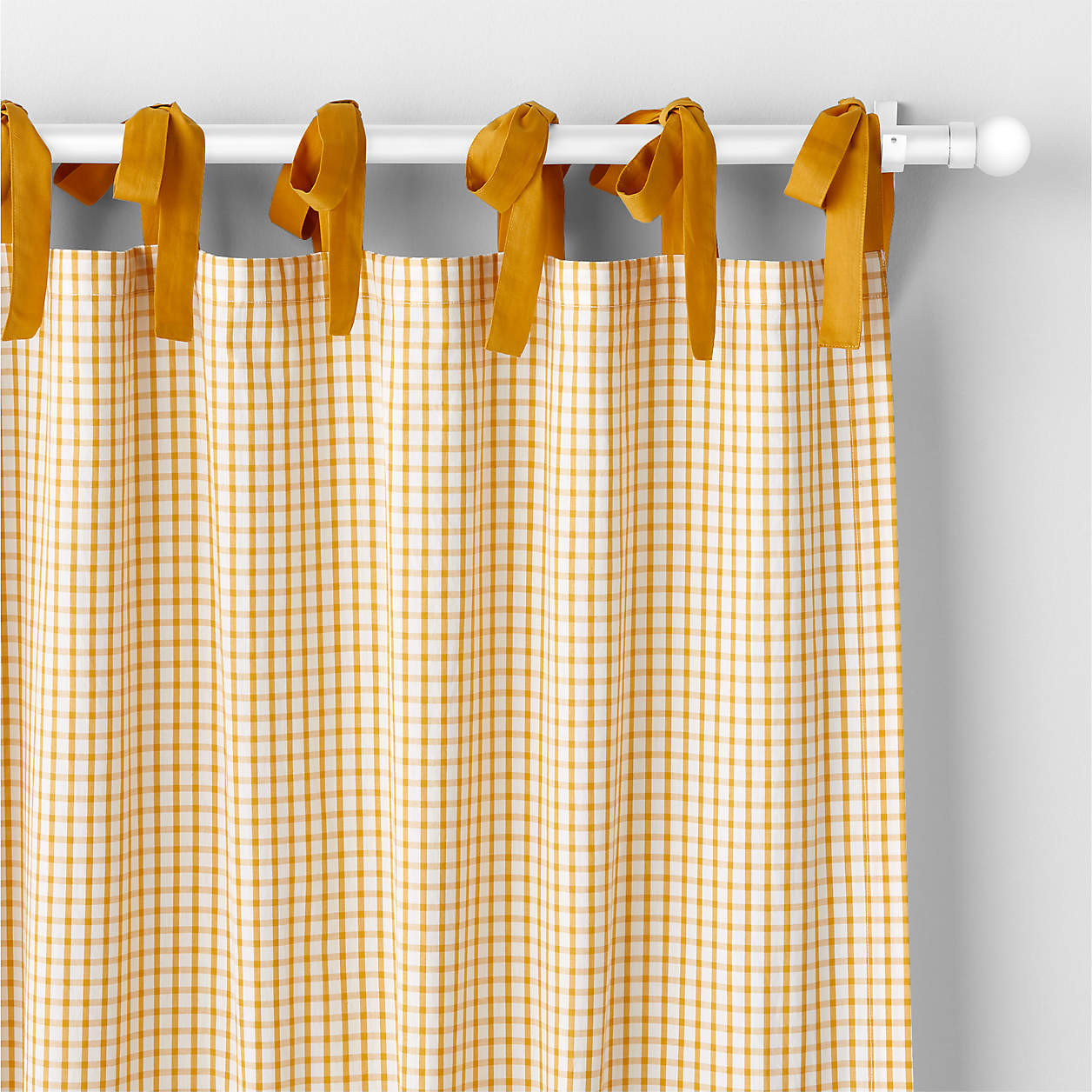 84" Yellow Organic Cotton Windowpane Plaid Curtain Panel + Reviews | Crate & Kids | Crate & Barrel