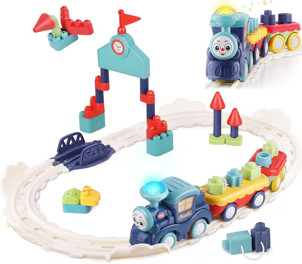 iPlay, iLearn Toddler Musical Train Set Toys, Kids First Electric Railway Tracks Playset, Baby Ch... | Amazon (US)