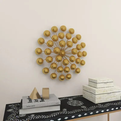 Metal Starburst Wall Decor with Orb Detailing 24" x 6" x 24 | Wayfair North America