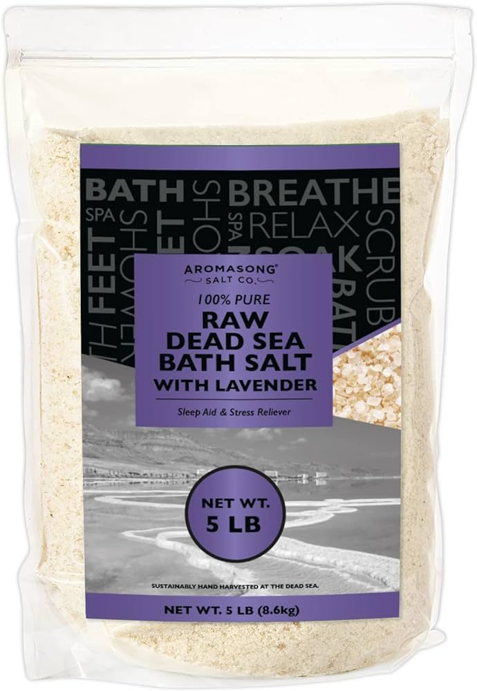 Aromasong RAW Dead Sea Salt with 100% Natural Lavender, 5 Lb, Not Cleaned, Still Contains All Dea... | Amazon (US)