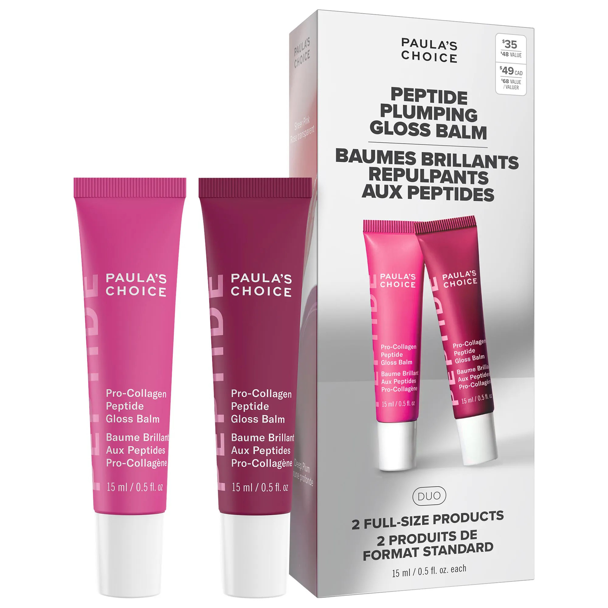 Paula's Choice Peptide Plumping Gloss Balm Duo Gift Set for Hydrated, Fuller Lips 0.5/15 | Sephora (US)