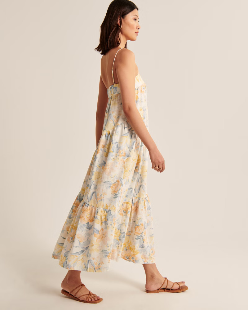 Asymmetrical Tiered Maxi Dress | Abercrombie & Fitch (US)