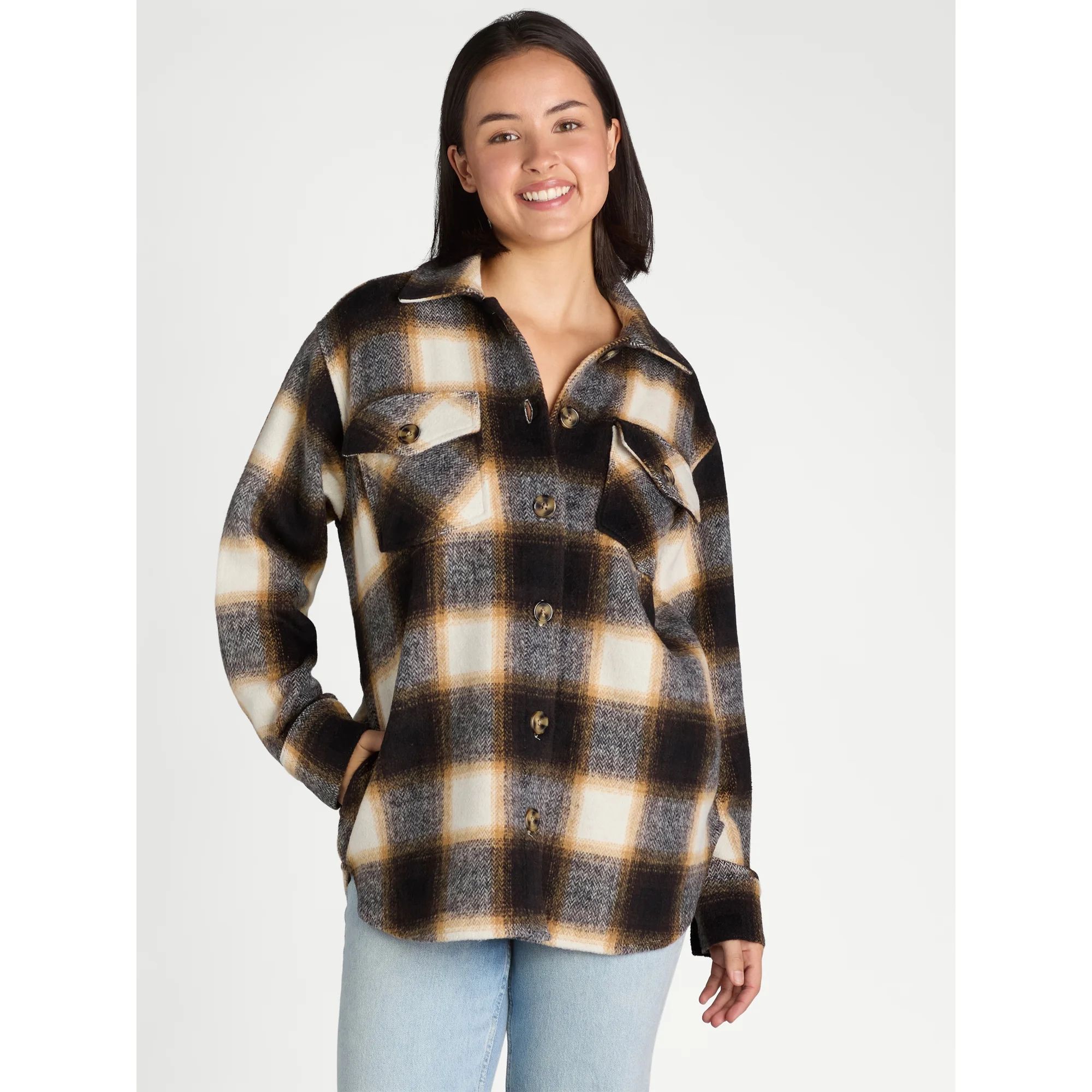 Time and Tru Women's Button Front Shacket, Sizes S-XXXL | Walmart (US)