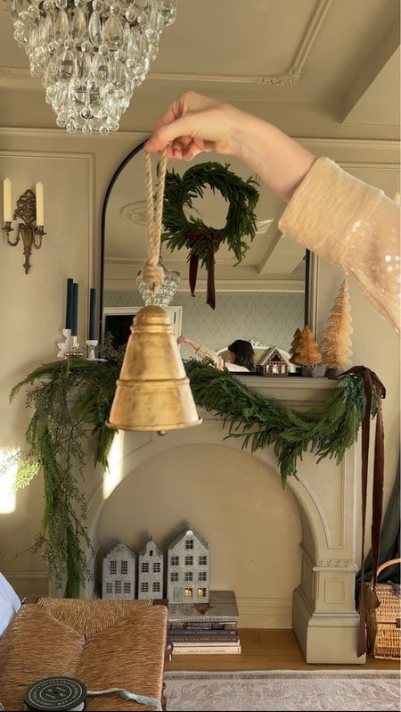 Up close details of this antique gold bell that is on our bedroom mantle for added Christmas decor 🔔

#LTKHoliday #LTKhome
