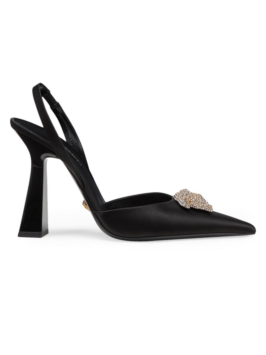 Versace Crystal Medusa Satin Slingback Pumps | Saks Fifth Avenue