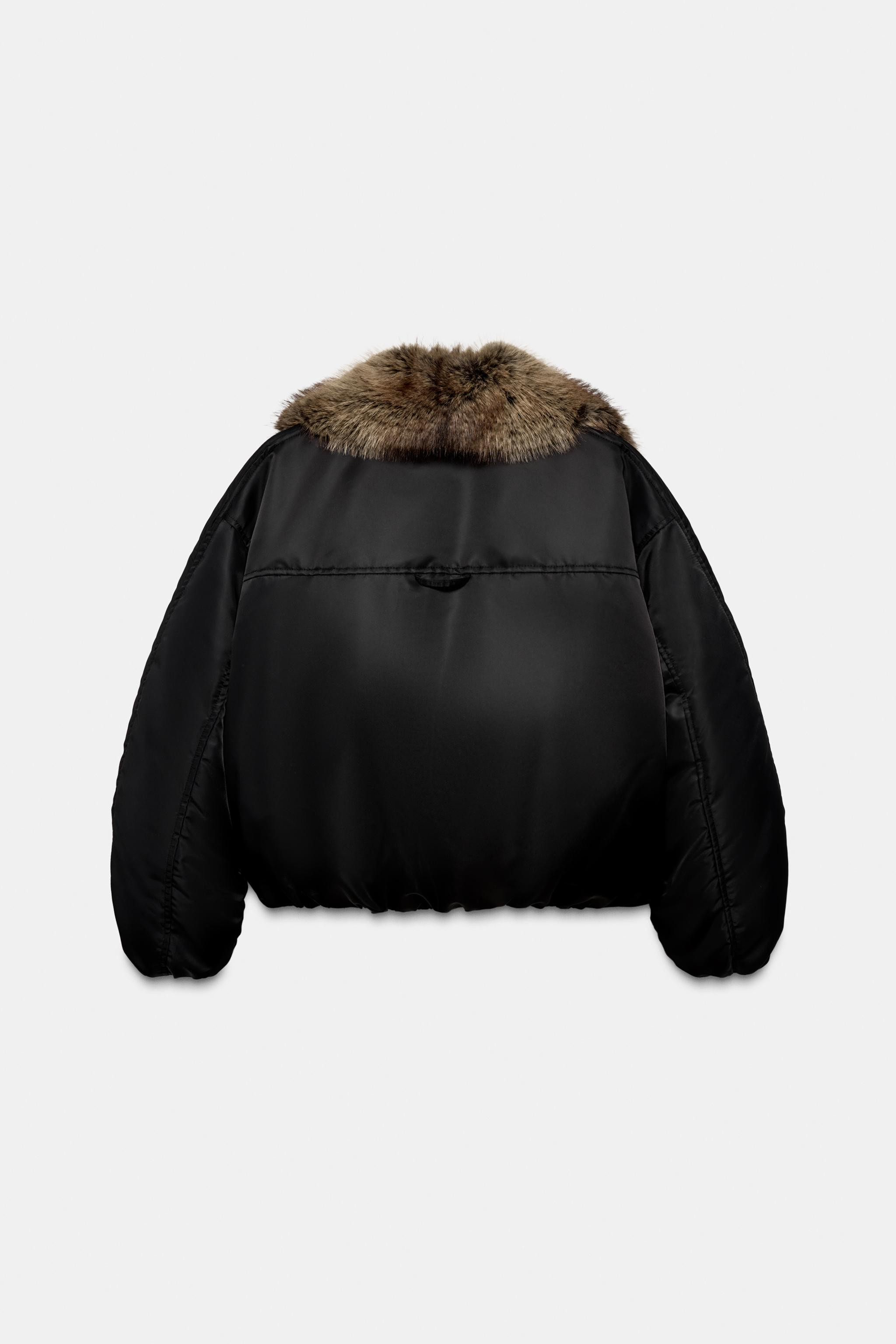 FAUX FUR COLLAR BOMBER JACKET ZW COLLECTION | Zara UK
