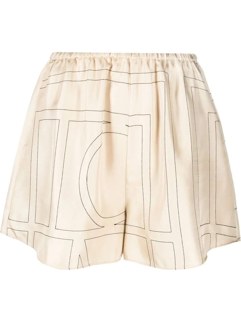 TOTEME monogram-print Silk Shorts | Neutrals | FARFETCH AU | Farfetch Global
