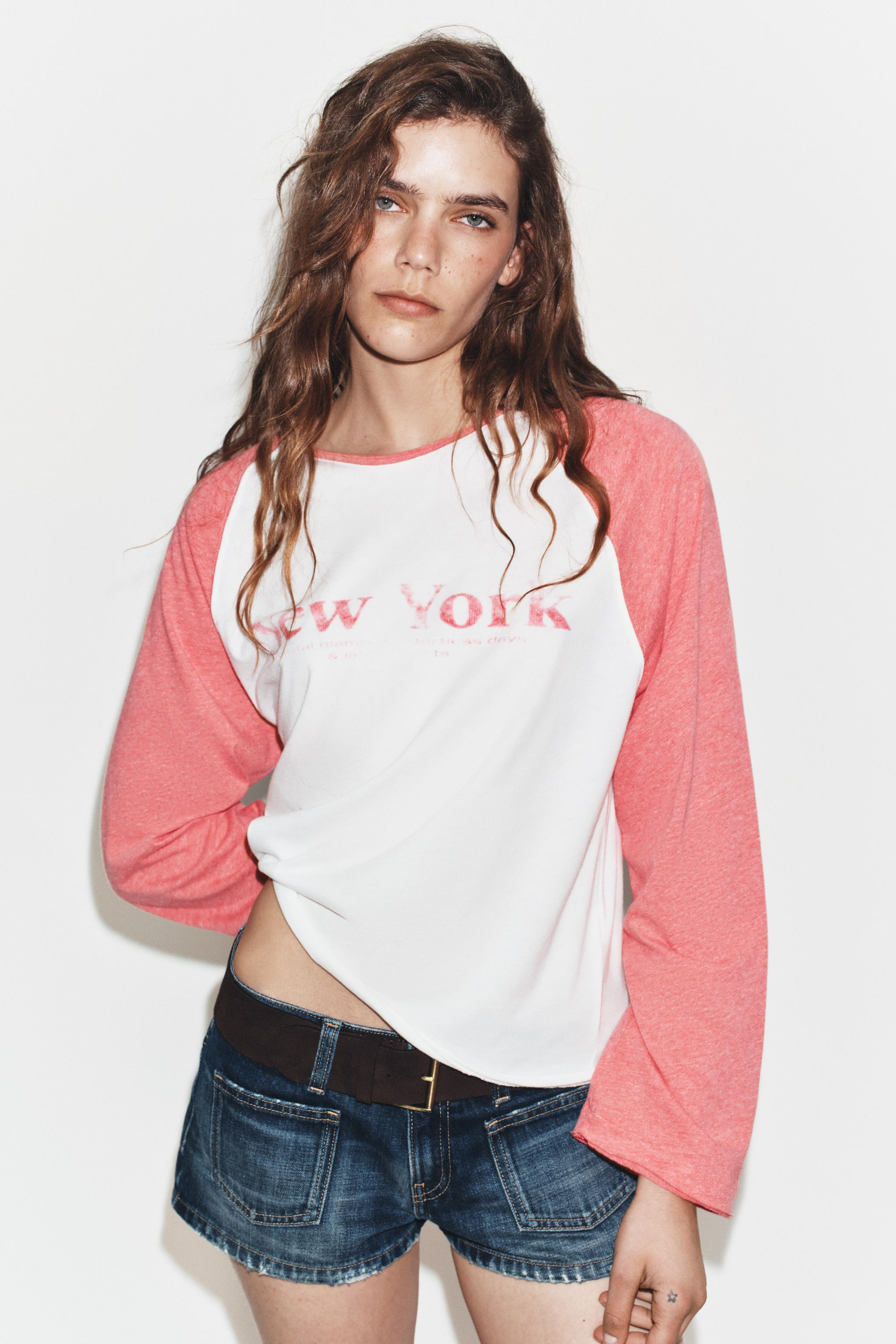OVERSIZE SLUB KNIT RAGLAN SLEEVE T-SHIRT | Zara UK