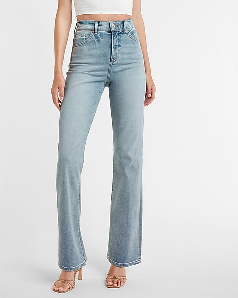 High Waisted Light Wash 90s Bootcut Jeans | Express