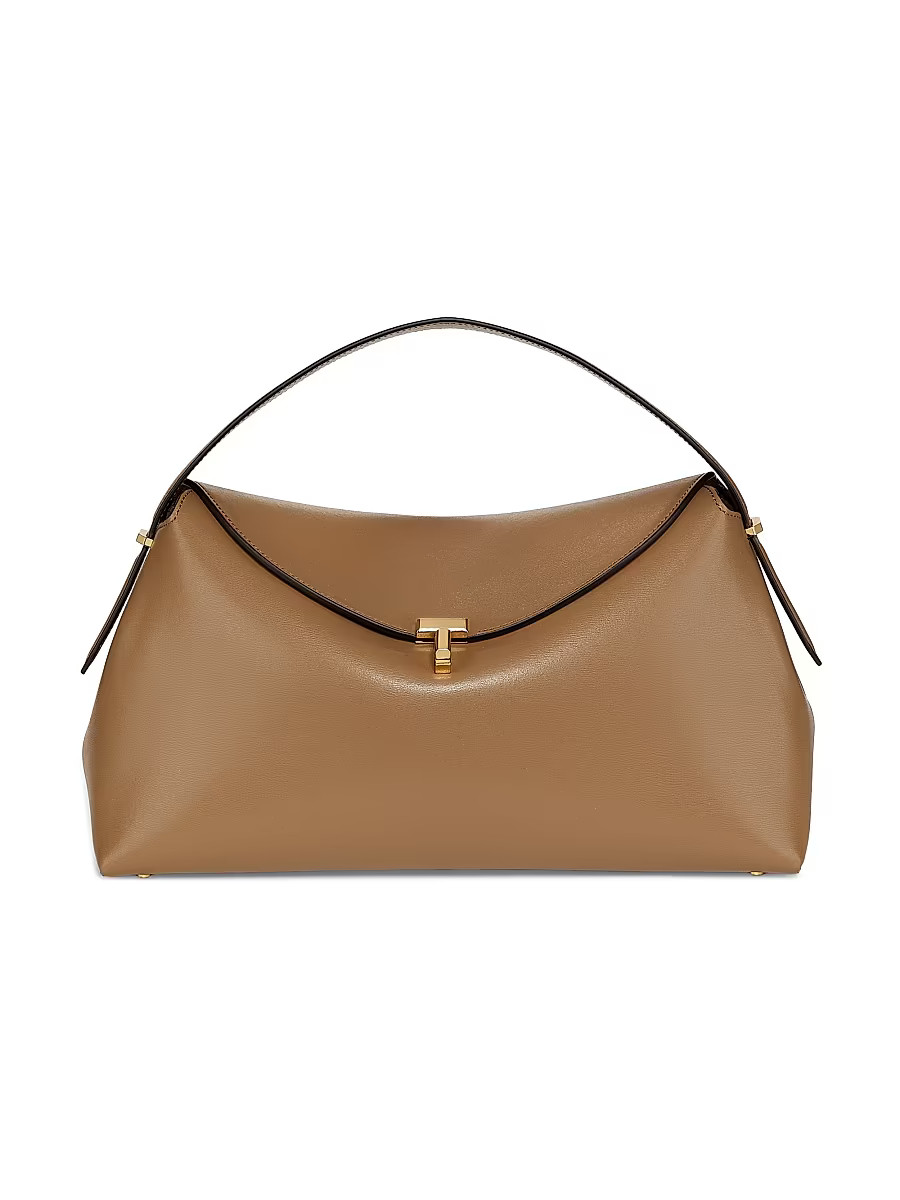 Women's T-Lock Leather Top Handle Bag - Camel | Saks Fifth Avenue