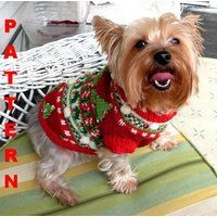 Christmas Trees Beaded Fair Isle Dog Sweater Knitting Pattern | Etsy (US)