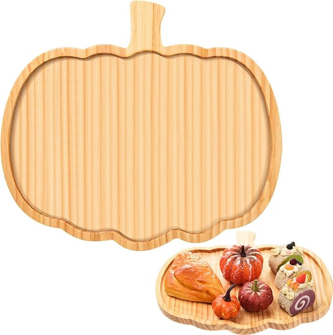 MixTeach Pumpkin Wooden Charcuterie Board Thanksgiving Halloween Wood Serving Platter Pumpkin Sha... | Amazon (US)