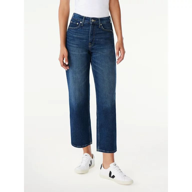 Free Assembly Women's Super High Rise Cropped Wide-Leg Straight Jeans, 26” Inseam for Regular, ... | Walmart (US)