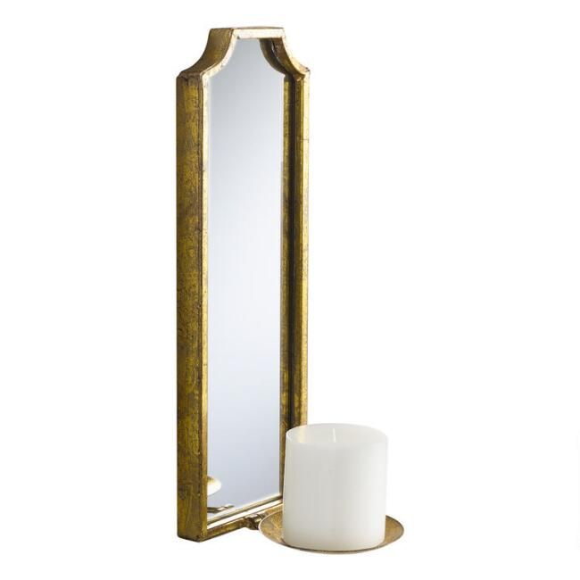 Rectangular Antique Gold Mirrored Emma Wall Sconce | World Market